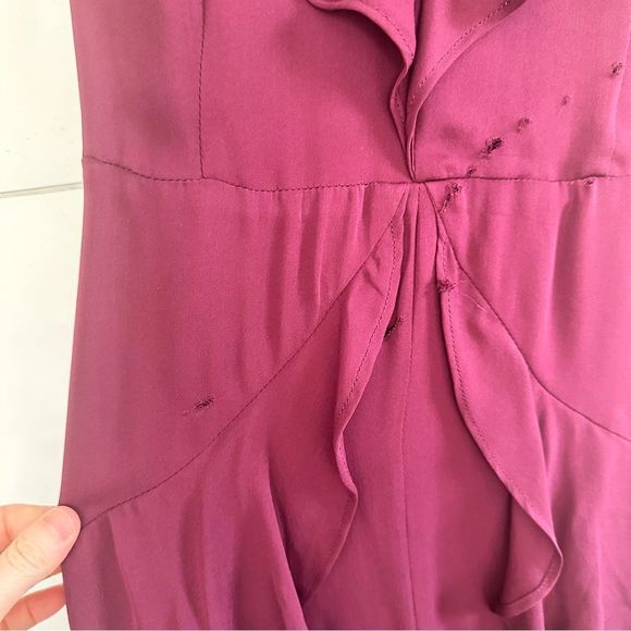 Parker Black Rosie Silk Maxi Ruffle Maroon Dress - Picture 8 of 13